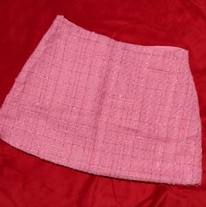 Pink Shimmery Tweed Mini Skirt